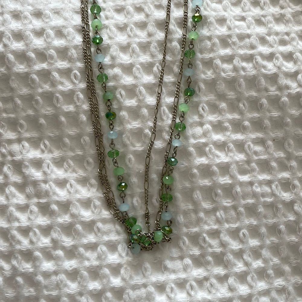 Necklace Long green seaglass colored beaded necklace